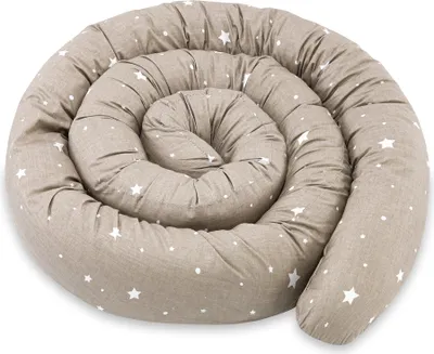 Produktbild von Seitenschläferkissen Bettschlange Body Pillow 150 cm Baumwolle - Kopfkissen lang Bettrolle Schlafkissen Nackenrolle Beige mit Weiß Sternen