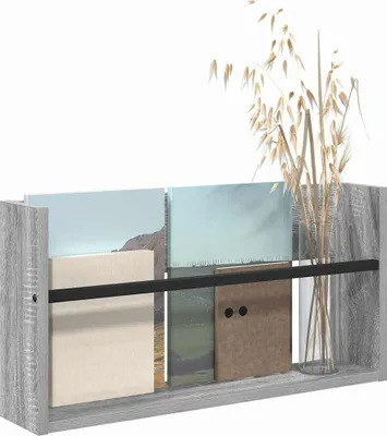 Produktbild von (Design 2026) Magazinregal Graues Sonoma 60 x 12 x 30cm Holzwerkstoff - Zeitungsständer HOMMIE 579275 - Zeitungsständer