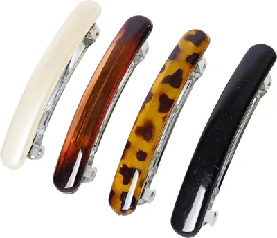 Produktbild von 4 Stück Haarnadeln im französischen Stil, Schildpatt-Design, Haarspangen für Damen mit Metallfedern, leichtes Haar-Accessoire