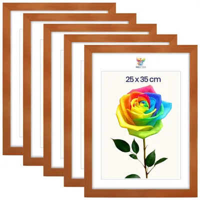 Produktbild von MG Design 5er Set Bilderrahmen Lackiert 25x35 cm - Echtholzrahmen mit Acrylglas, hoch/quer, zum Aufhängen & Aufstellen