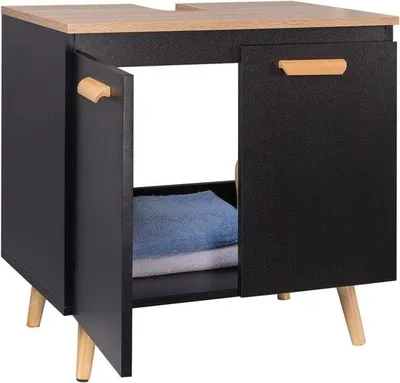 Obrázek produktu pro Černá moderní skříňka pod umyvadlo do koupelny