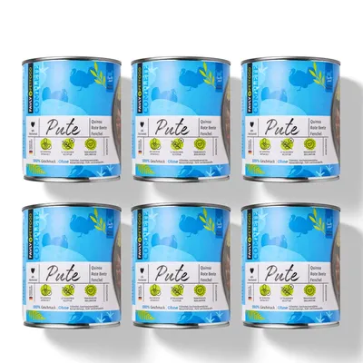 Produktbild von Favly Hundefutter Pute 6×800g – Getreidefreies Nassfutter sensitiv Premium  Germany