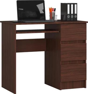 Obrázek produktu pro Akord Psací stůl s 3 zásuvkami počítačový rovný wenge 90x50x77 cm