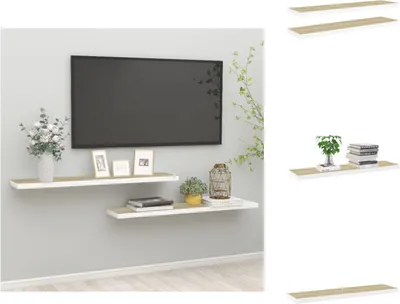Obrázek produktu pro vidaXL Plovoucí police 2 ks. Dubový vzhled a bílá 120x23,5x3,8 cm MDF - Nástěnné police