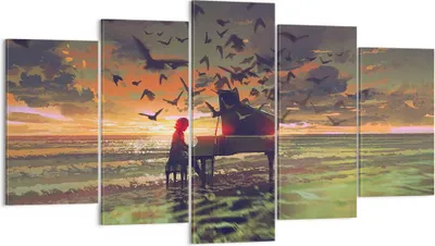 Produktbild von Bild auf Leinwand - Leinwandbild - Klaviermusik - 160x85cm - Wand Bild - Wanddeko - Wandbilder - Leinwanddruck - Bilder - Kunstdruck - Wanddekoration - Leinwand bilder - Wandkunst - EA160x85-3911