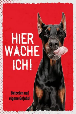 Produktbild von vianmo Holzschild 18x12 cm Dobermann hier wache eigene Gefahr