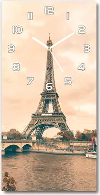 Produktbild von Wanduhr aus Glas – 30x60 cm - Glasbild - Glasuhr - Gehärtetes Glas -Eiffelturm Paris