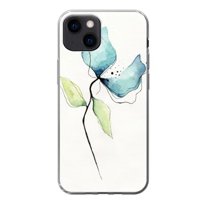 Produktbild von MuchoWow® Handyhülle Schutzhülle Hülle für iPhone 13 mini Blumen - Aquarell - Blau Silikon Softcase Handy Hülle - Softcase