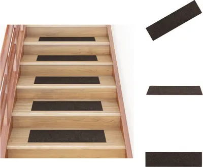 Immagine prodotto di vidaXL Tappetini autoadesivi per scale 15 pezzi 76x20 cm marrone scuro - Tappetini per gradini
