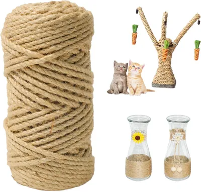 Produktbild von Naturjuteseil – 50 m – 4 mm – Reißfestes Naturjuteseil – Natursisalseil für Katzenbäume – Gartenseil – DIY-Seil für Bastelarbeiten und Heimdekoration