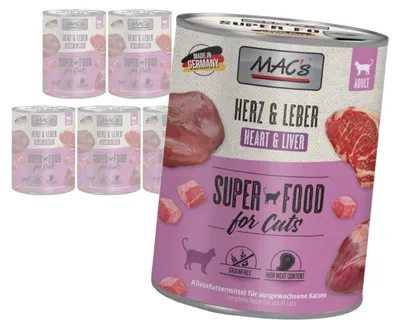 Zdjęcie produktu dla MAC's 6x800g Bezzbożowa Mokra Karma Dla Kota Wołowe Serce Wątroba