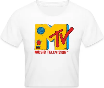 Produktbild von Spreadshirt MTV Music Television Radio-Logo Crop Top, M, Weiß