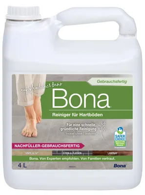 Produktbild von Bona Stein-, Fliesen- und Laminatreiniger Nachfüllkanister 4 L, gebrauchsfertiger und streifenfreier Reiniger für Hartböden