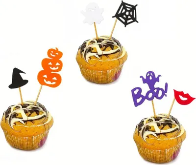 Produktbild von Oblique Unique 6 Halloween Topper Holzsticker Kuchen Cupcake Halloween Deko Aufsatz