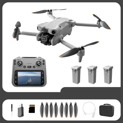 Produktbild von Zimilo 4K Drohne mit Kamera, 5.64" Display, GPS, Dual-Kamera, Brushless, Hindernisvermeidung, WIFI FPV, Luftaufnahmen, Kinder Spielzeug, 3 Batterien