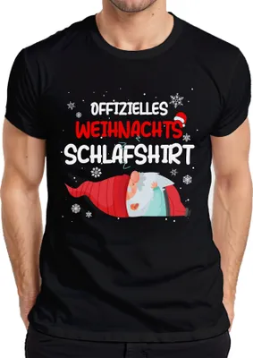 Produktbild von Offizielles Weihnachts-Schlafshirt Gnom Wichtel - Weihnachten Xmas Christmas Herren T-Shirt, Schwarz, S