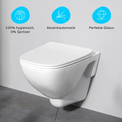Produktbild von AM.PM Spülrandloses Hänge-WC, Weiss, mit Absenkautomatik Softclose