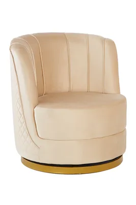 Produktbild von SalesFever Dreh-Sessel | 360° drehbar | mit Diamantsteppung | Bezug Samt | Sockel Metall | B 68 x T 57 x H 77 cm | beige – goldfarben