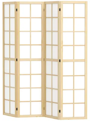 Obrázok produktu pre HOMCOM Paravent, 4-dielny, 160 x 170 cm, prepážka do obývačky, prírodná farba