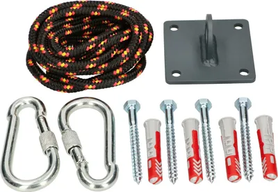 Produktbild von KOTARBAU® Schaukelhaken Schwerlast Deckenhaken mit Karabiner für Schaukeln Hängematten + Seil