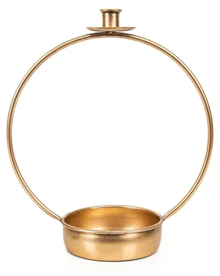 Produktbild von Edler Kerzenständer aus Metall mit Dekoschale Gold 33 cm