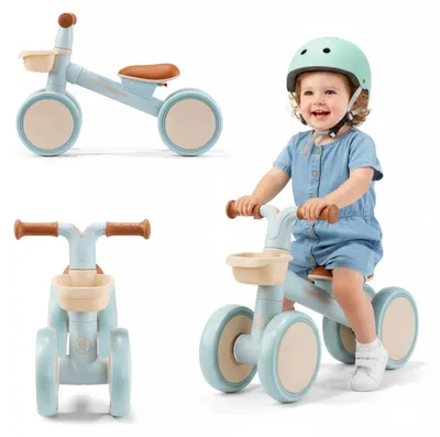 Produktbild von Kinderfahrrad Tobi Mini Rider - vierädriges Laufrad - Metallrahmen - Schaumstoffräder - Korb - Ab 1 Jahr - Blau
