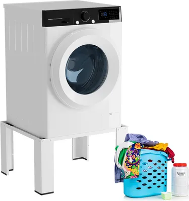 Produktbild von Clanmacy Waschmaschinen Untergestell aus Stahl bis 100kg, Trockner Kühlschrank Podest Sockel Weiß