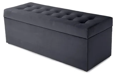Obrázek produktu pro MG Design, podlahový taburet, tmavě šedá barva, 45x120 cm - úložný prostor 140 litrů, nosnost až 300 kg, sametově měkký s jemným leskem, snadno se udržuje, vhodný do obývacího pokoje i chodby