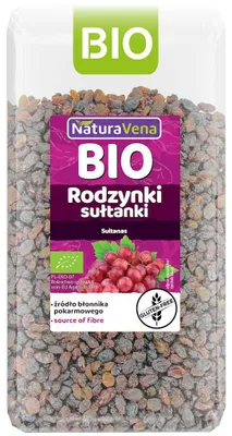 RODZYNKI SUŁTANKI BEZGLUTENOWE BIO 400 g - NATURAVENA