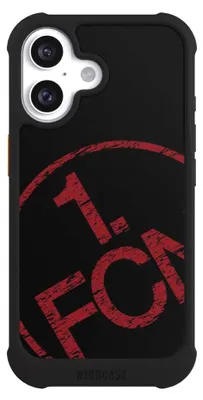 Produktbild von NIVOCASE Hülle für Apple iPhone 16  Stoßfeste Handyhülle NIVOmax Case Schwarz 1. FCN Fanartikel Textur
