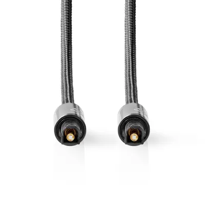 Zdjęcie produktu dla Nedis Kabel optyczny audio - Toslink męski - Toslink męski - 5,00 m - Okrągły - Pleciony - Szary metaliczny - Opakowanie z okienkiem