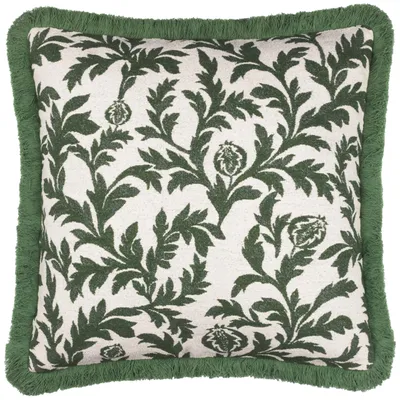 Jacquard-Kissen mit Fransen – Grün – 45x45 cm