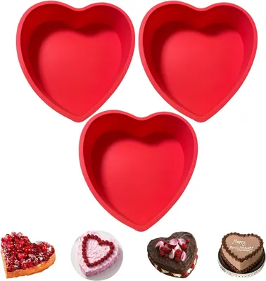 Produktbild von Backform Herzform, 3 Stück, 15 cm Durchmesser, Silikon, für Muffins