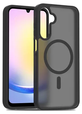 A smartphone case with a magnetic ring is shown next to a smartphone.