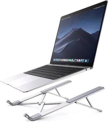 Produktbild von PolkaHome® Laptopständer – Verstellbarer Aluminiumständer mit 5 Höhen für ergonomisches Arbeiten, Silber
