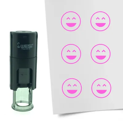 Immagine prodotto di Timbro CombiCraft Smiley Cheerful rotondo da 10 mm - inchiostro rosa