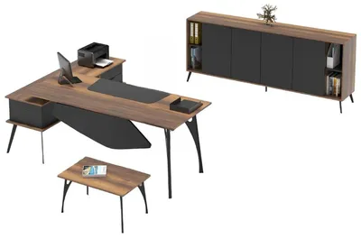 Produktbild von Sideboard Kommode Büroschrank Aktenregal Arbeitszimmer Braun Schwarz