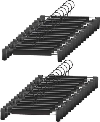 Productafbeelding van 20 stuks - Kleerhangers - Broekhangers met clips – Opruimhangers met verstelbare klemmen en 360° draaibare haken – Geschikt voor broeken, rokken en kleding – Wit