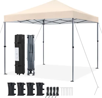 Produktbild von Yaheetech 3x3m Pop Up Pavillon Faltpavillon Wasserdicht Partyzelt Gartenpavillon UV-Schutz 50+ Faltzelt inkl. 8 Bodennägel&4 Sandsäcke&1 Tragetasche