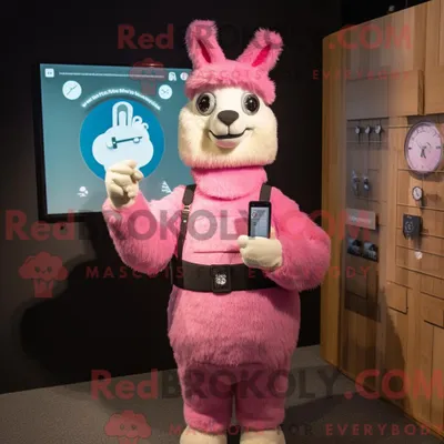 Produktbild von Rosa REDBROKOLY Lama-Maskottchen-Kostümfigur mit Etuikleid und Digitaluhren