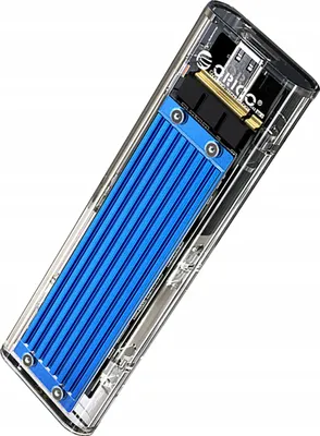 Zdjęcie produktu dla Kieszeń obudowa na dysk TCM2-C3 M.2 NVME na USB-C 10Gb/s - niebiesko-przezroczysta