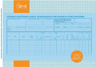 Image de Relevé des temps de conduite et des pauses de sécurité, carbone, A4, 100 feuilles