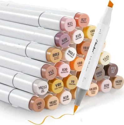 Zdjęcie produktu dla Brush & Chisel dwustronne markery alkoholowe OHUHU, 36szt skin + blender