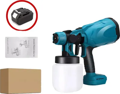 Obrázek produktu pro Stříkací pistole na barvy, bezdrátové provedení, nastavitelný průtok trysky, s 1 baterií, zástrčka EU