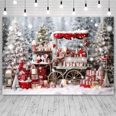 Produktbild von Famanu Hintergrund Winter Schnee Trolley - 2,1x1,5m Foto Requisiten Banner Dekoration