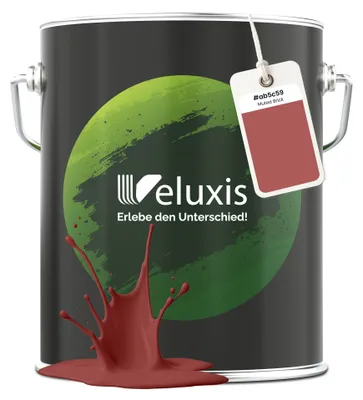 Produktbild von Wandfarbe Rot Muted Brick Matt Innenfarbe – Deckkraft Klasse 1, VOC-frei, Ohne Grundierung, Tropfarm – Wohnzimmer & Schlafzimmer – 5L – Veluxis (Muted Brick)