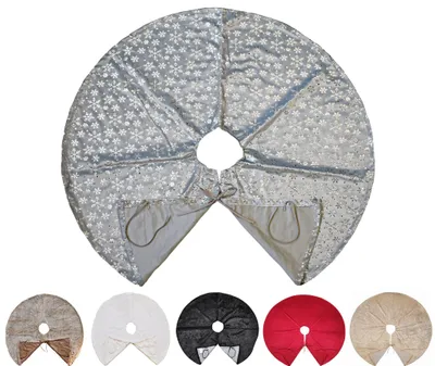 Produktbild von Kuschlige Christbaumdecke Rund Ø 120cm Weihnachtsbaumdecke Decke Tannenbaum Baum Silber / Schneeflocke