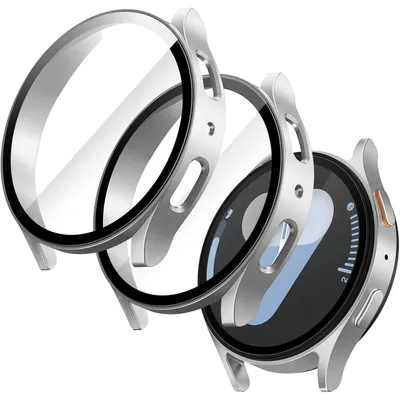 Immagine prodotto di Custodie protettive con protezione per lo schermo, compatibili con Samsung Galaxy Watch 7 44mm, colore argento, confezione da 2 pezzi