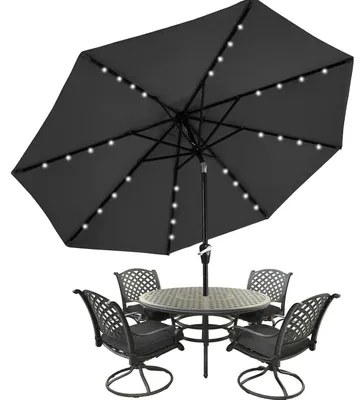 Immagine prodotto di Ombrellone 270 cm con LED solare, ombrellone da giardino grigio scuro, 8 nervature