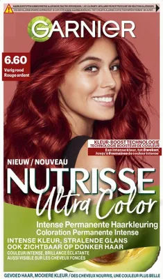 Imagen del producto de Garnier – Nutrisse Ultra Color 6.60 – Tinte para el cabello – Rojo intenso – Acondicionadora – Coloración permanente – 1 unidad